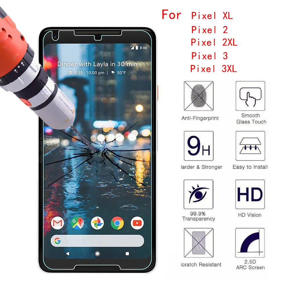 

Tempered Glass For Google Pixel 2 2XL 3 3XL 3A XL Screen Protector For Pixel 3A 2 3 XL Protective Explosion-Proof Film Glass