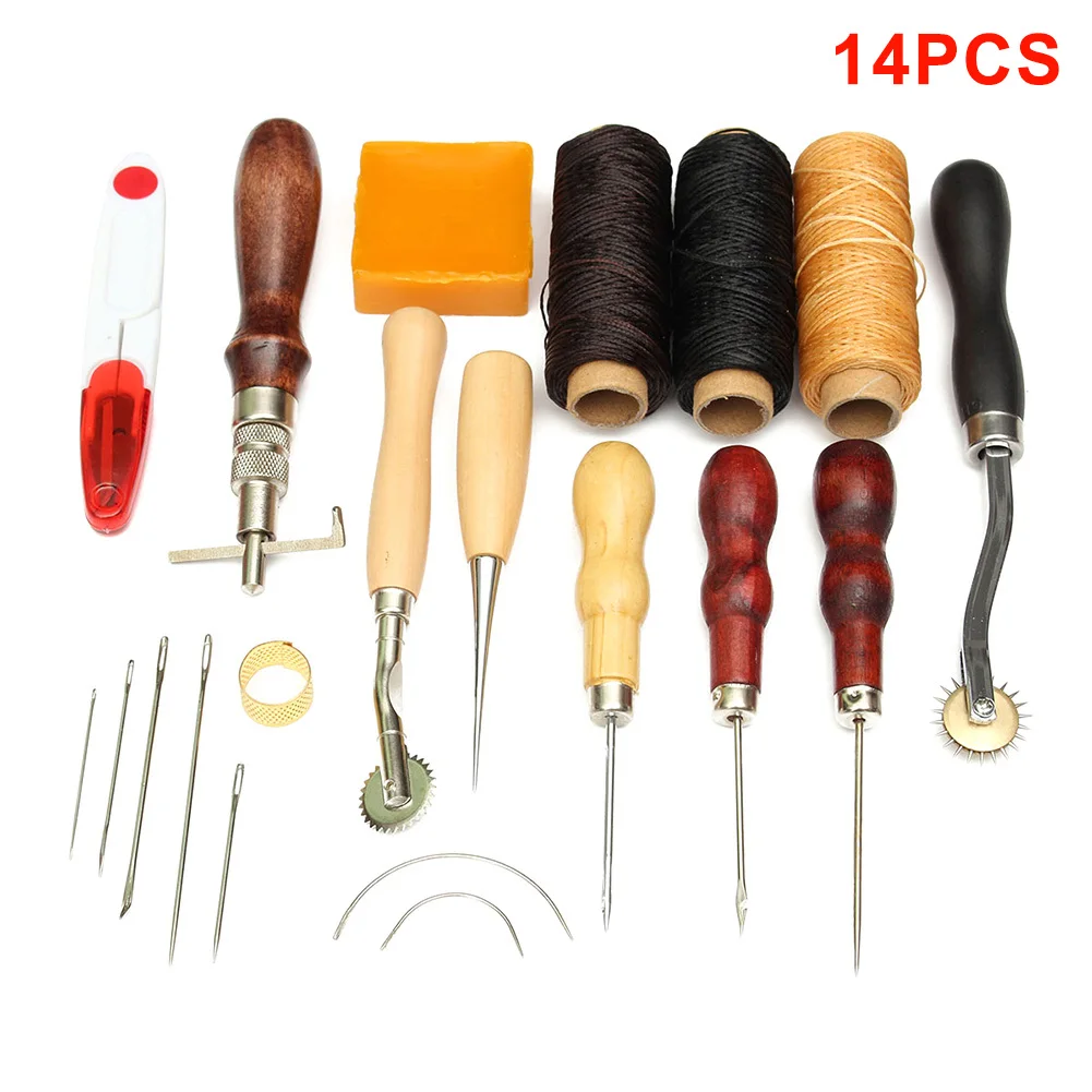 

1 Set New Leather Craft Tools Punch Kit Stitching Carving Sewing Saddle Groover @LS