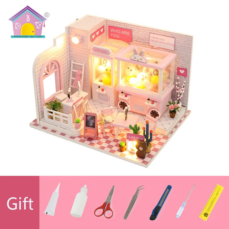 Hongda DIY House Dolls Furniture Hand-assembled Model House Toys Light Miniature Dollhouse Kit Gifts For Children C009 Hongda DIY House Dolls Furniture Hand-assembled Model House Toys Light Miniature Dollhouse Kit Gifts For Children C009