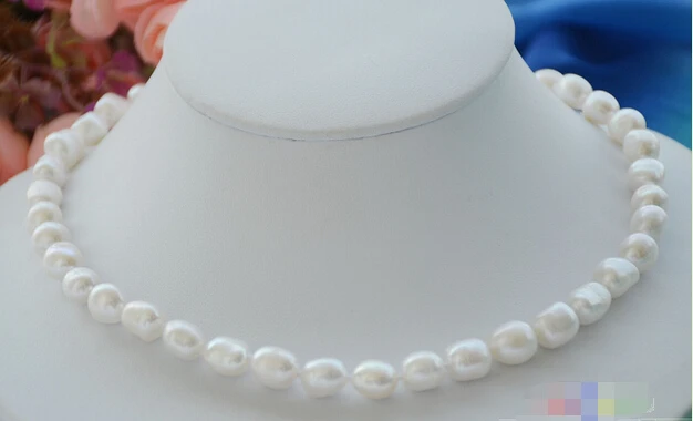 

P4543 17" 9mm white baroque freshwater pearl necklace ^^^@^Noble style Natural Fine jewe FREE SHIPPING