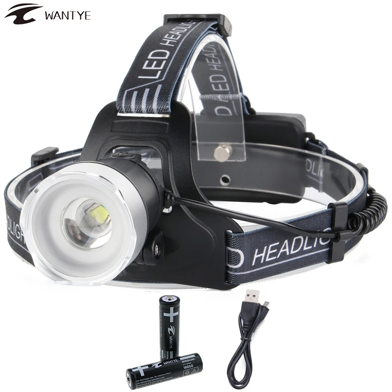 

6000Lm XML L2 LED Headlamp Zoomable Headlight USB Rechargeable Head Torch Flashlight Head lamp 18650 Fishing Hunting Light