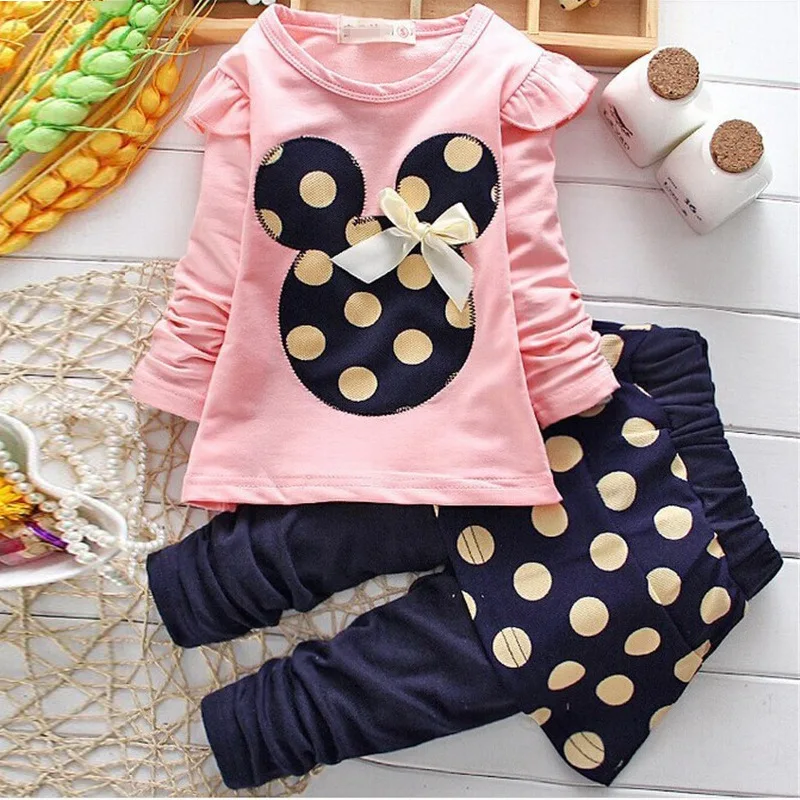 

Baby girls mini Mouse T-Shirt + Shorts Sets Boys Cartoon Sport Suits Children cotton spring Sets Kids Mickey colour clothes