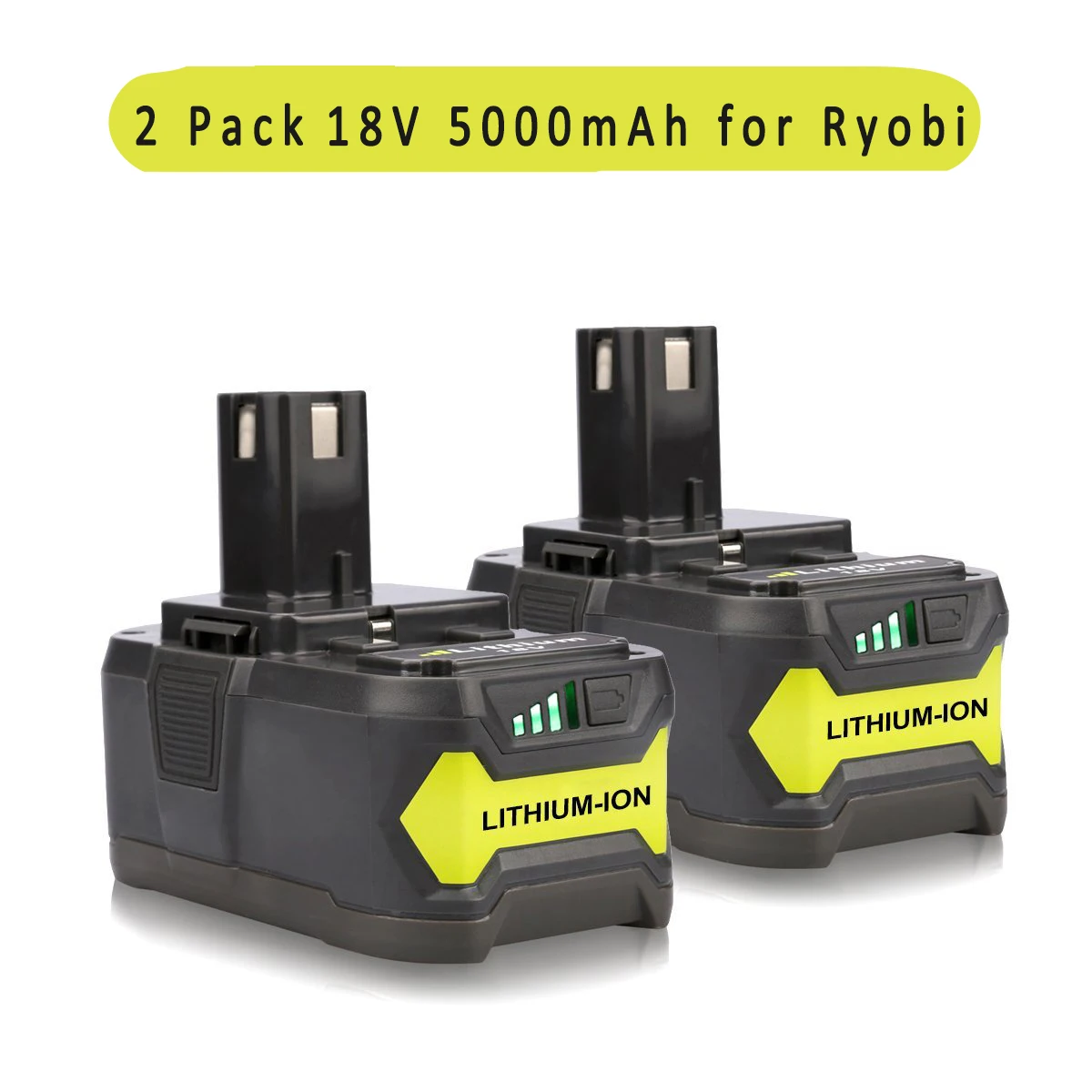  2PCS New Replacement 18V 5000mAH Lithium Power Tool Battery for Ryobi 18-Volt Tool P122 P102 P108 P