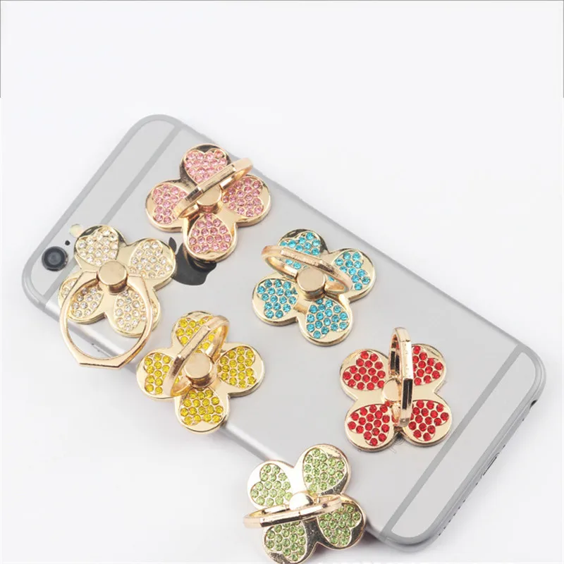 

SIANCS 360 Degree Clovers diamond Finger Ring Mobile Phone Smartphone Stand Holder Mount Support for IPhone IPad Xiaomi