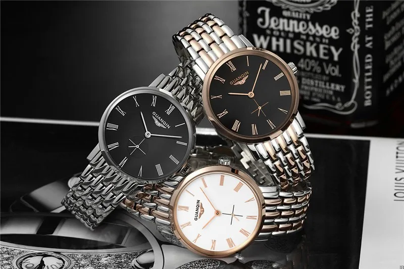 GUANQIN Men'S Watches New Luxury Brand Watch Men Fashion Simple Quartz-Watch Stainless Steel Strap Waterproof Relogio Masculino  (1)