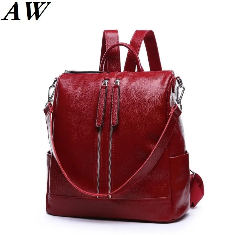 2017 Genuine Leather Women Backpack High Quality Famous Brand Designer Backpack European Style ...