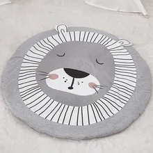 Одеяло анти-Sli коврик круглый ребенок детское одеяло хлопок большой мягкий утолщение 90x90 см домашний декоративный коврик со львом