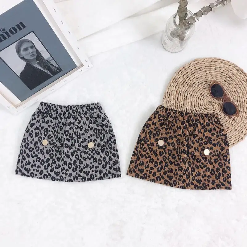 

2019 Spring Summer Children's Clothes Girls Skirts Leopard A-Line Tutu Skirt For Girl Kids Baby Toddler Girl Corduroy Skirts