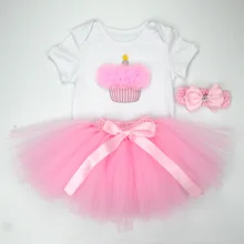 De noël Bébé Fille 3 pcs Vêtements Ensembles Infantile Coton Barboteuse + Tulle Jupe + Bandeau Halloween Costumes Parti Bebe D’anniversaire robes