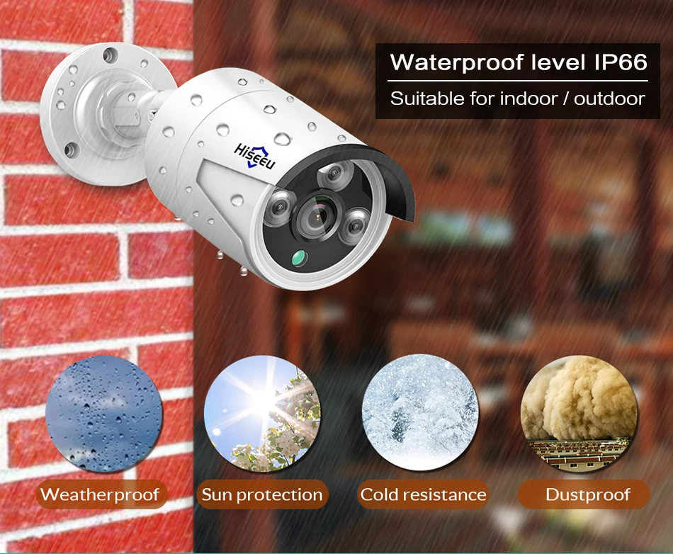 Hiseeu 1080P POE IP камера ONVIF H.265 аудио запись CCTV камера 2.0mp водонепроницаемая IP66 наружная Домашняя безопасность видеонаблюдение