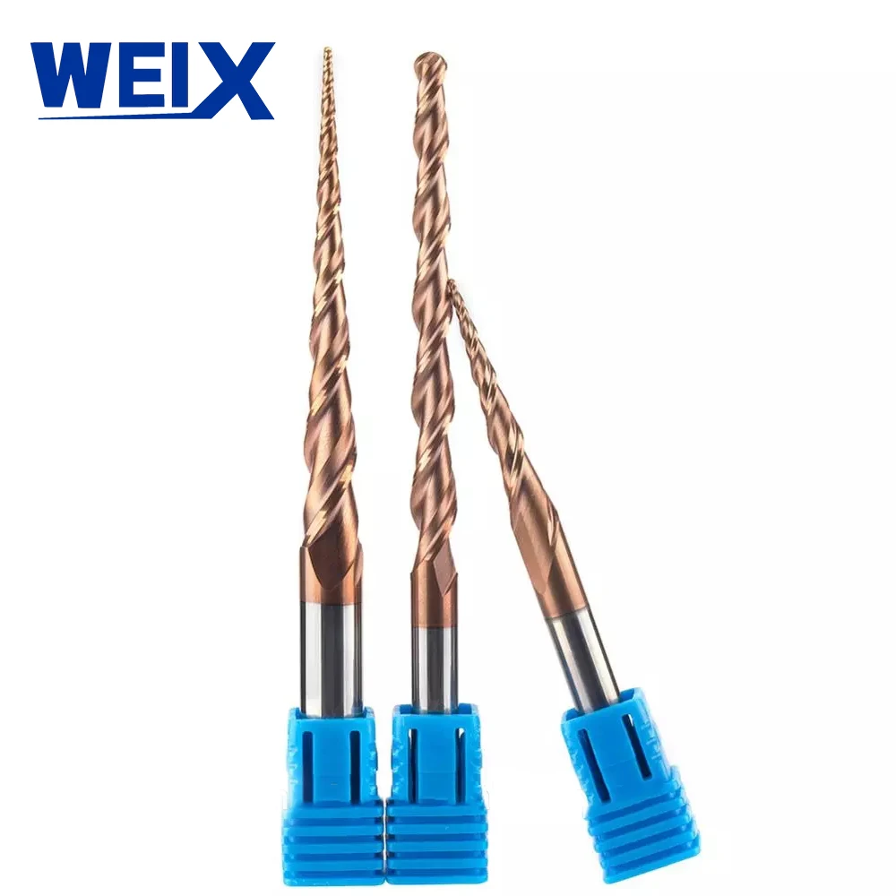 

WEIX 1pc 6mm Tapered Ball Nose End Mill Tungsten solid carbide Coated Tapered cone cnc milling cutter woodworking engraving bit