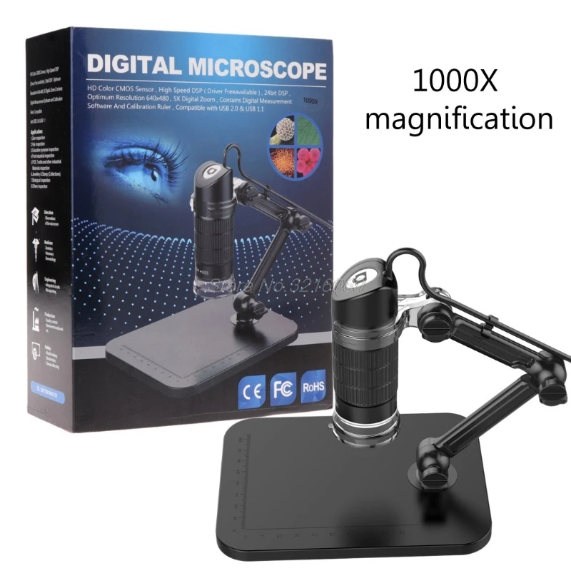 

1000X USB 8 LED Digital Microscope Camera Endoscope with Universal Bracket Stand