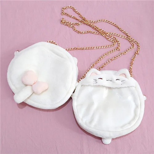 Милая кошка, кролик, плюшевая сумка Ita в стиле Лолиты для девочек, прозрачная сумка на плечо, сумка на плечо - Цвет: Withe Cat
