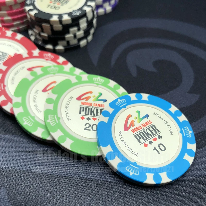 100 шт. мировые Игры покерные фишки казино игровой жетон корона Pocker набор