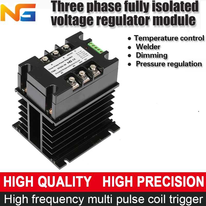 

Three phase voltage regulator module isolating 25A thyristor power control heating with radiator and fan shanghai nenggong