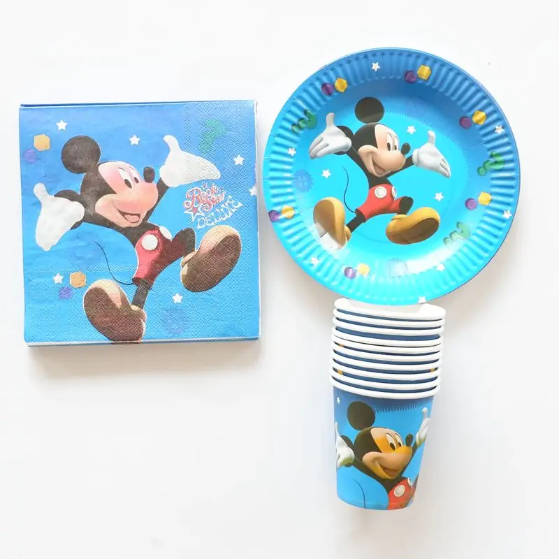 

40pcs Mickey Mouse Theme Party Supplies Kid Birthday Party Decor Event Party Supplies Paper Plate Cup Napkins Christmas Party