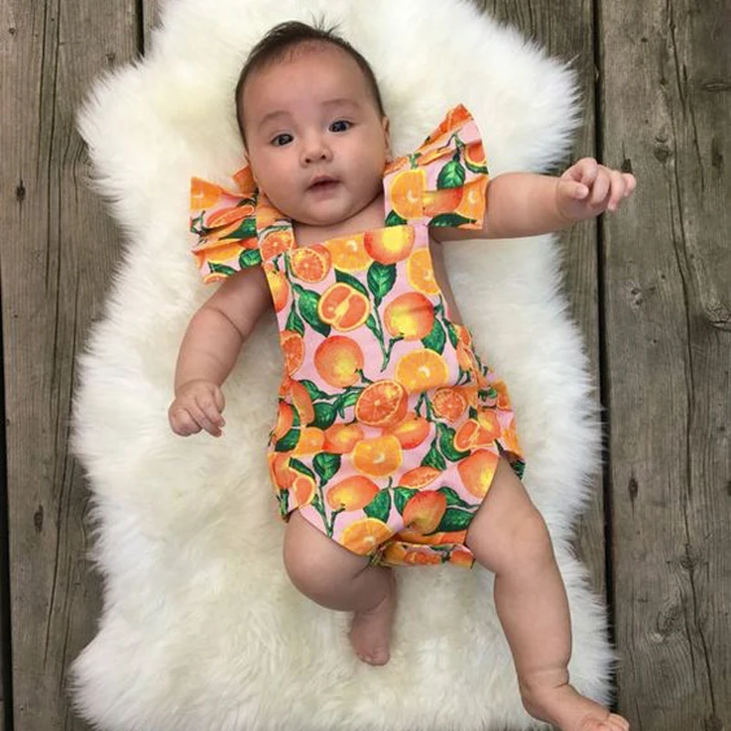 

4-24M Newborn Kids Baby Girls Clothes Summer Bowknot Petal Sleeve Backless Romper Casual Girls Outfit Baby Clothing Costume