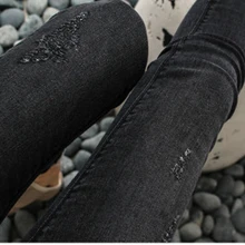 Plus Size Women Casual Mid waist Denim Jeans Korean Fashion Slim skinny Trousers Solid Color Long