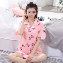 Розовый с принтом клубники домашняя одежда для женская летняя обувь Шорты Femme пижамы устанавливает женские пижамы Большие размеры 3XL пижамы для девочек