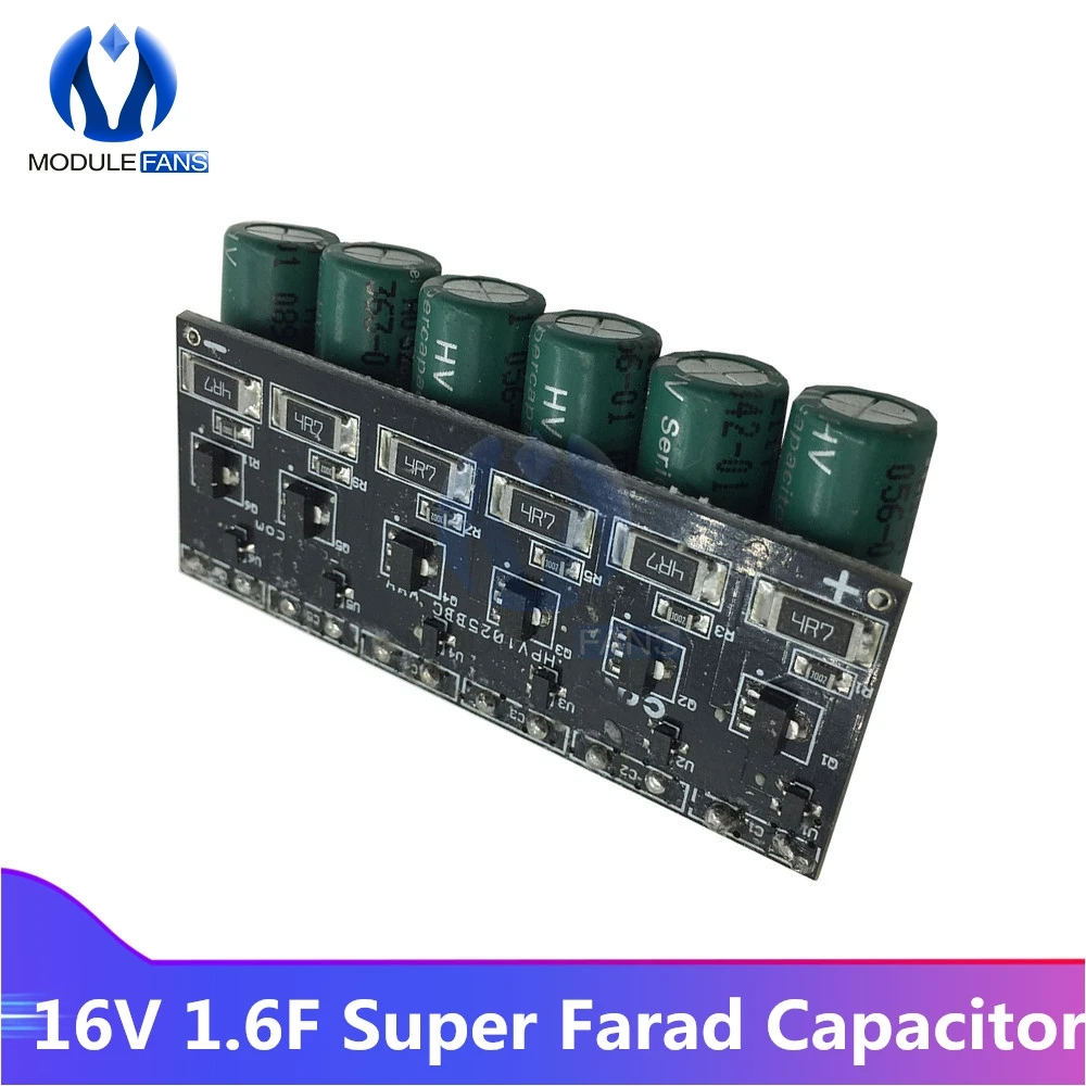 

Super Farad Capacitor 16V 1.6F Single Row Ultracapacitor Automotive Rectifier With Protection Board Module Diy Electronic