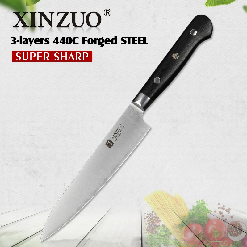 XINZUO 6'' Utility Knife 3 layer 440C Clad Steel Kitchen Knives Stainless Paring Universal Knife Table Knife Cutlery G10 Handle XINZUO 6'' Utility Knife 3 layer 440C Clad Steel Kitchen Knives Stainless Paring Universal Knife Table Knife Cutlery G10 Handle