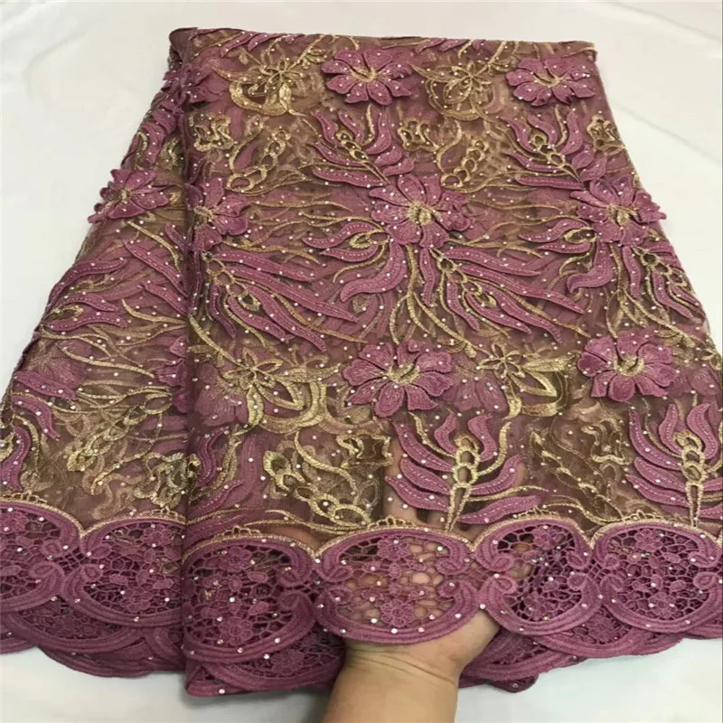 

Nigeria Lace Fabric 2018 Women Best Selling High Quality net lace Embroidery with stone French Tulle Lace For Wedding