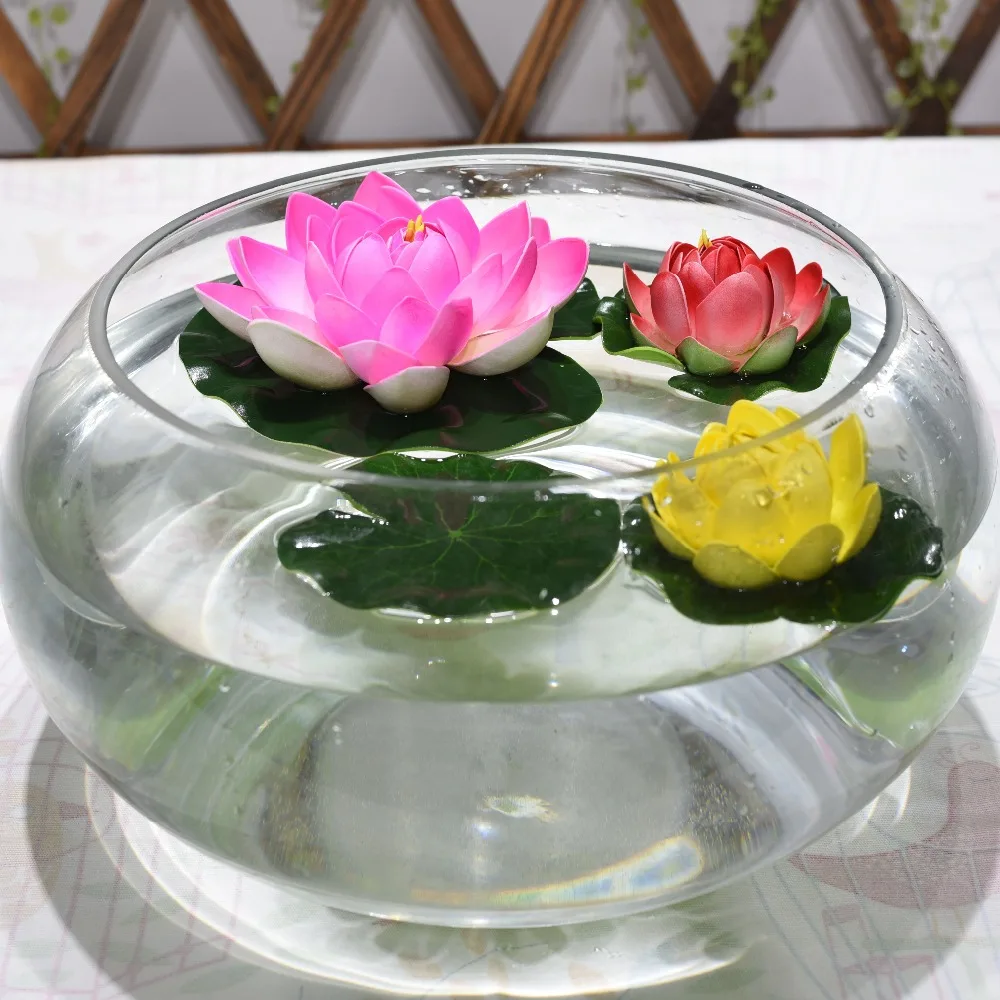 

5pcs Aquarium filter Artificial Plastic Flowers Fake Bouquet Lotus for Wedding Garden Pond Decoration Flores Plants