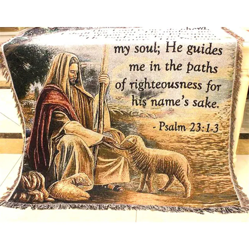 

Jesus Feeding The Sheep Tapestry Wall Hangings Shepherd People Picture Warm Blanket / Carpet / Tapestry Sofa for Home Decoration