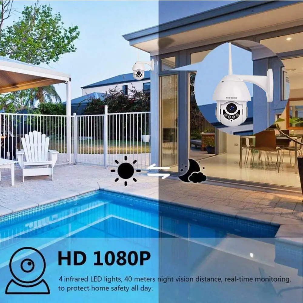 WI FI Камера наружная камера наблюдения с датчиком PTZ IP H.264 + 1080 p Скорость купольная