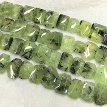 Натуральный зеленый прехнит ручной Огранки Граненый плоский самородок свободной формы свободные 20-30 мм бусины 1" 04240