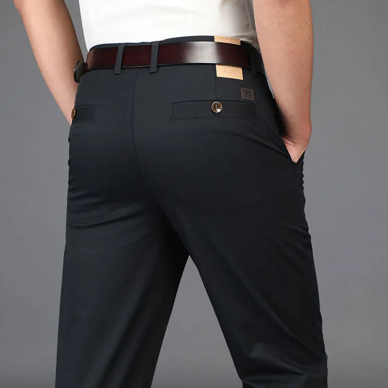 2019 Autumn JEEP Brand Casual Linen Pants Men's Casual Mid Elastic Waist Cotton Pants Fashion Trousers Full Length Straight (18)