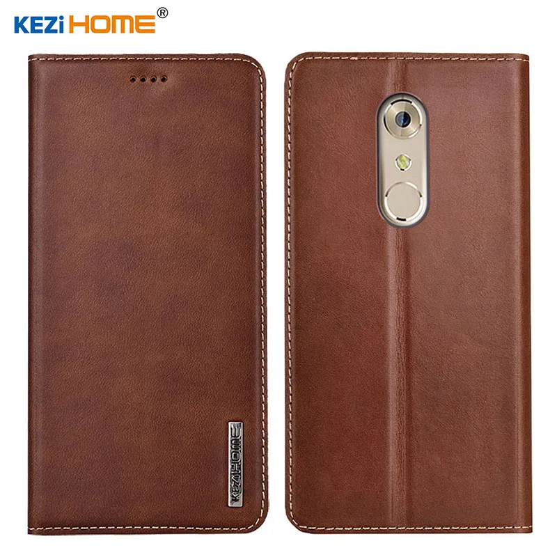 

Case for ZTE AXON 7 A2017 KEZiHOME Luxury Genuine Leather Flip wallet Cover for ZTE Axon 7 mini Phone cases