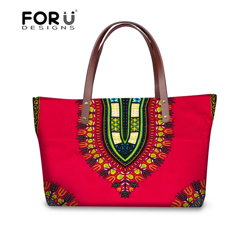 FORUDESIGNS النساء الأعلى مقبض حقائب الأفريقية التقليدية المطبوعة السيدات حقائب عارضة كبيرة الكتف حقيبة حزب بولسا الأنثوية