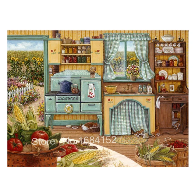 New arrival DIY 5D Diamond Painting Kitchen Full Square mosaic Diamond Embroidery Cross Stitch