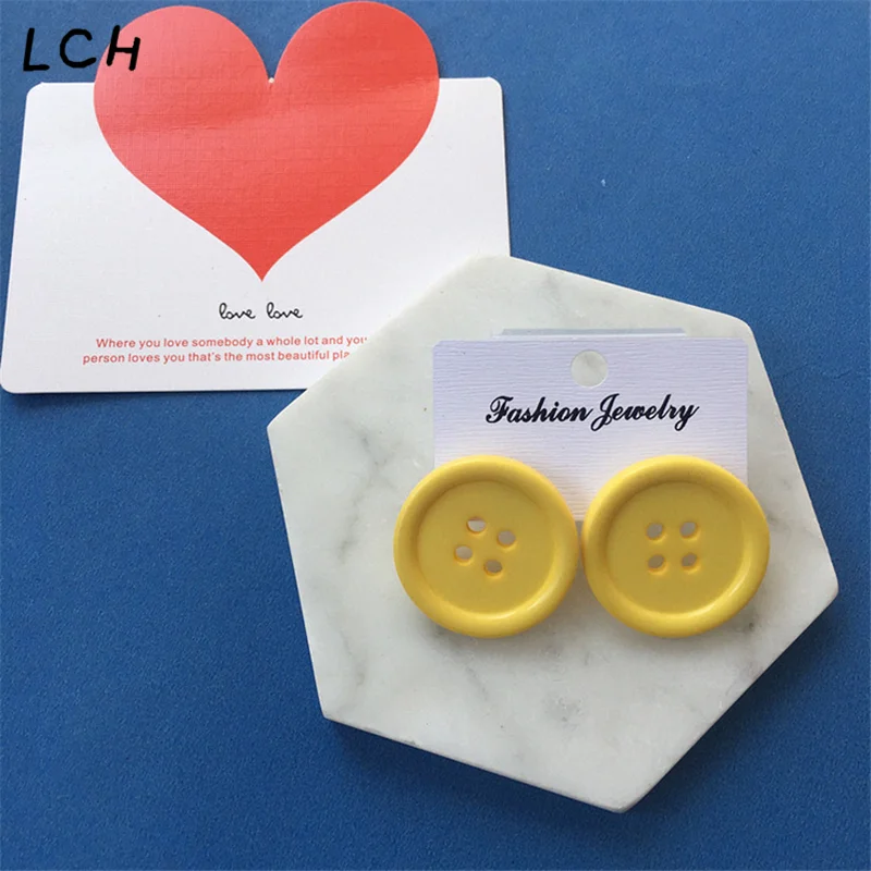 Крупные забавные цветные яркие серьги гвоздики на пуговицах винтажные круглые
