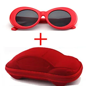 Longkeader новые NIRVANA Kurt Cobain солнцезащитные очки для мужчин и женщин ретро овальные солнцезащитные очки модные Unsix очки UV400 Gafas чехол - Цвет линз: red and red case