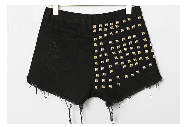 2017 European station Europe and the United States new rivets rivets irregular cat to be side cowboy high waist pants shorts hot pants (19)