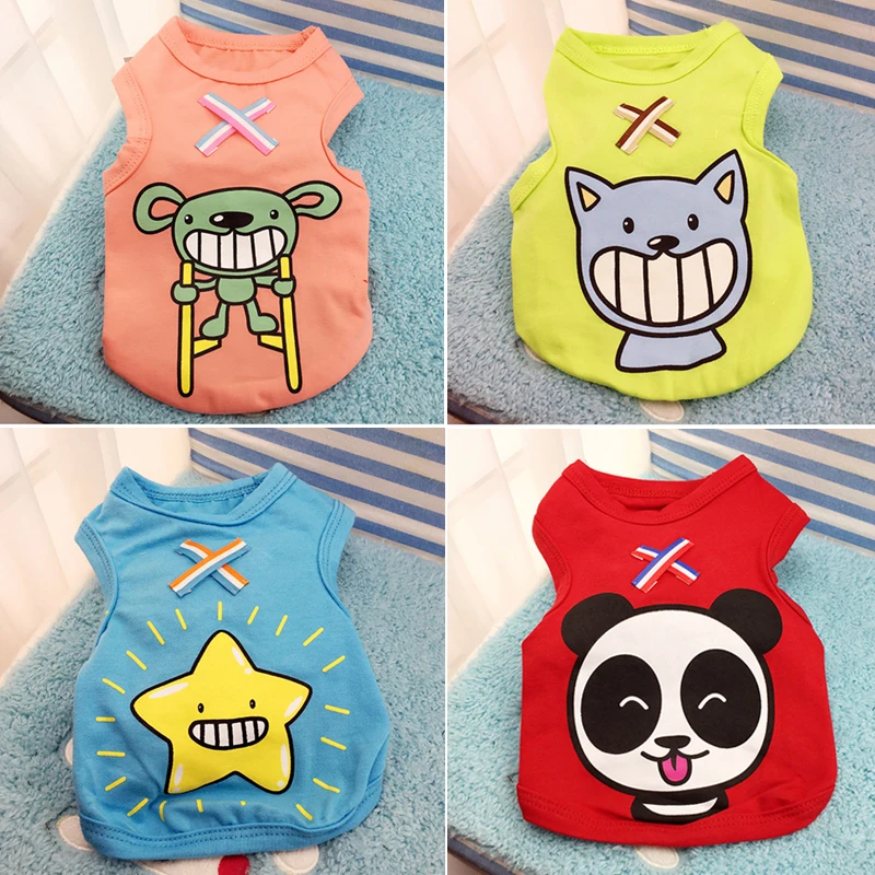 

2019 New webbing dog vest pet puppy clothes cute cartoon pattern cat costume vest chihuahua Teddy dog coat pet supplies