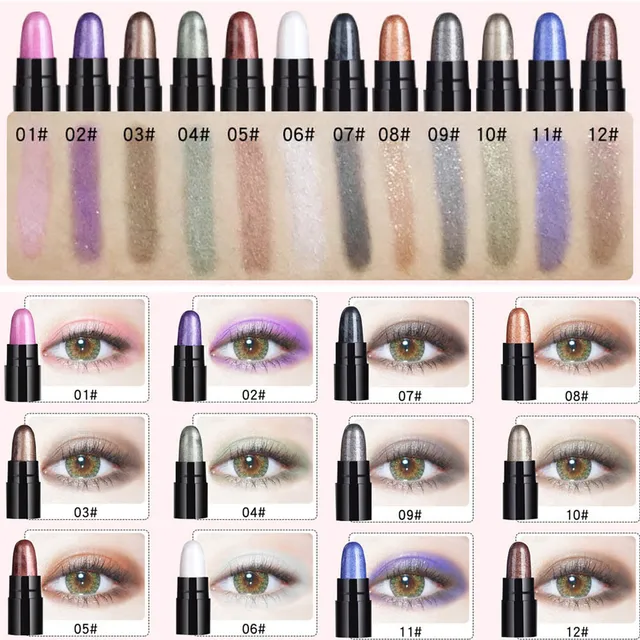Eyeshadow Cream Pen 12 Colors Makeup Eyeshadow Shimmer Matt Stick Sets Waterproof Proof