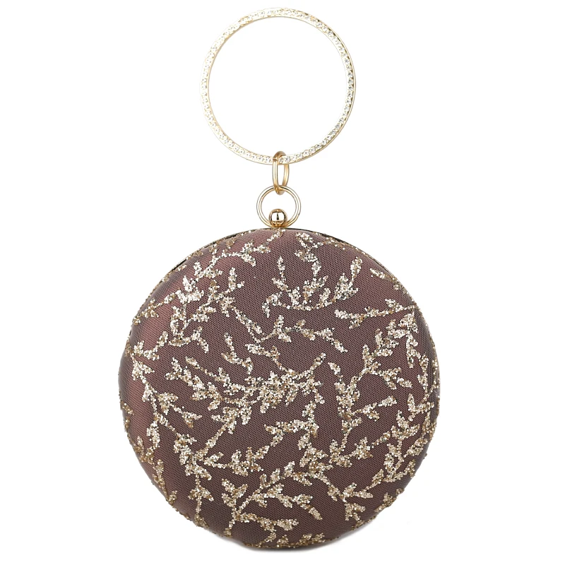 

Embroidery bag simple solid clutch women bridal wedding wallet purse evening party bag circle round bag blue/beige/coffee