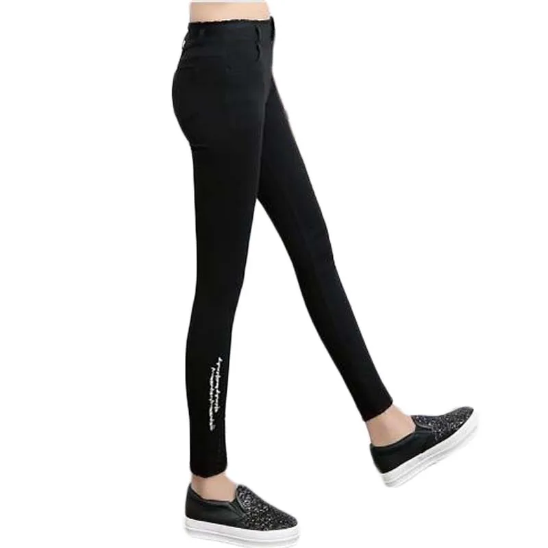 

New Fashion Jeans women Slim Elastic pants Women Pencil pants Trousers,High Quality Color Gray Black White Holes Jeans