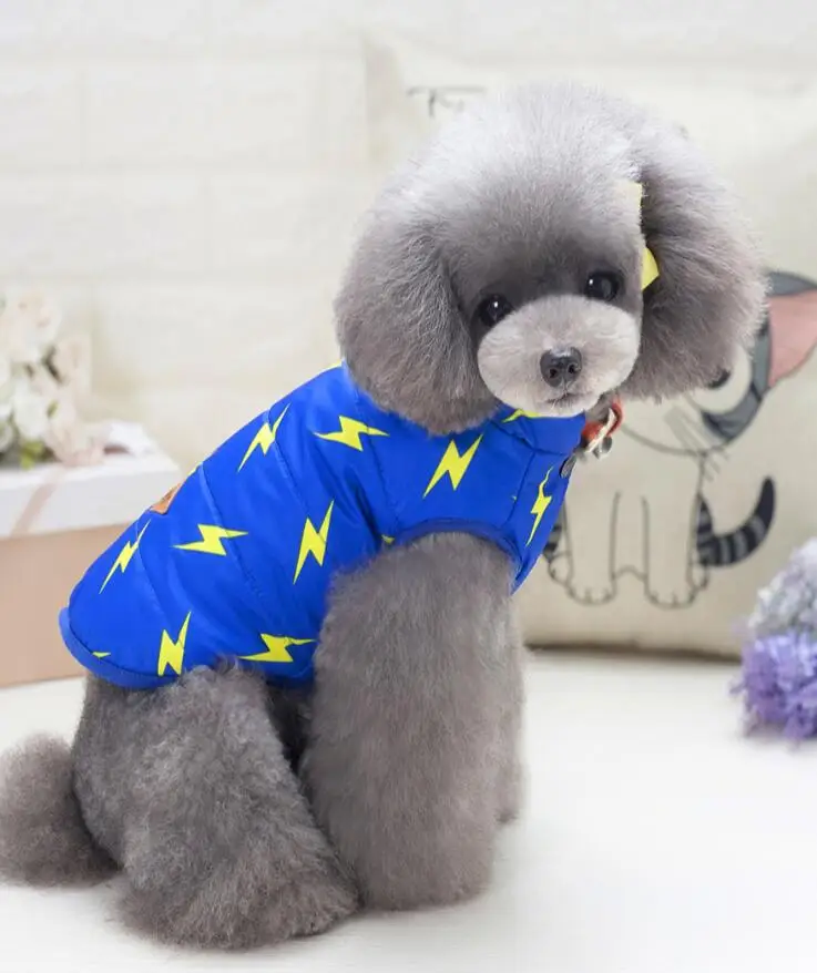 Новая толщина двух ног Pet зимняя куртка для собаки с рисунком молнии маленький щенок собаки одежда размер от S до XXL - Цвет: Синий