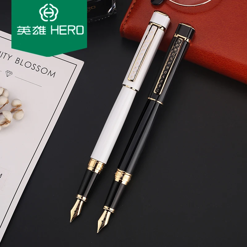 Hero 979, квадратная крышка, металлическая авторучка, золотые пластины, зажим, Иридиевый тонкий наконечник, 0,5 мм, модная ручка для письма, для офиса, бизнеса