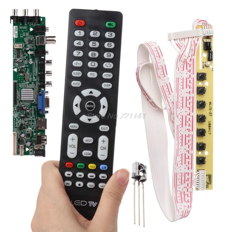 مجلس سائق الرقمية DVB-C DVB-T/T2 لوحة تحكم شاملة في التلفزيون الإل سي دي LED TV 7 زر التبديل البرونزية يربك حامل 3663 3463A