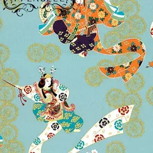 FFLACELL 50*140 см Ретро эластичная печать синий Гейша танец лоскутное хлопчатобумажная ткань ткани