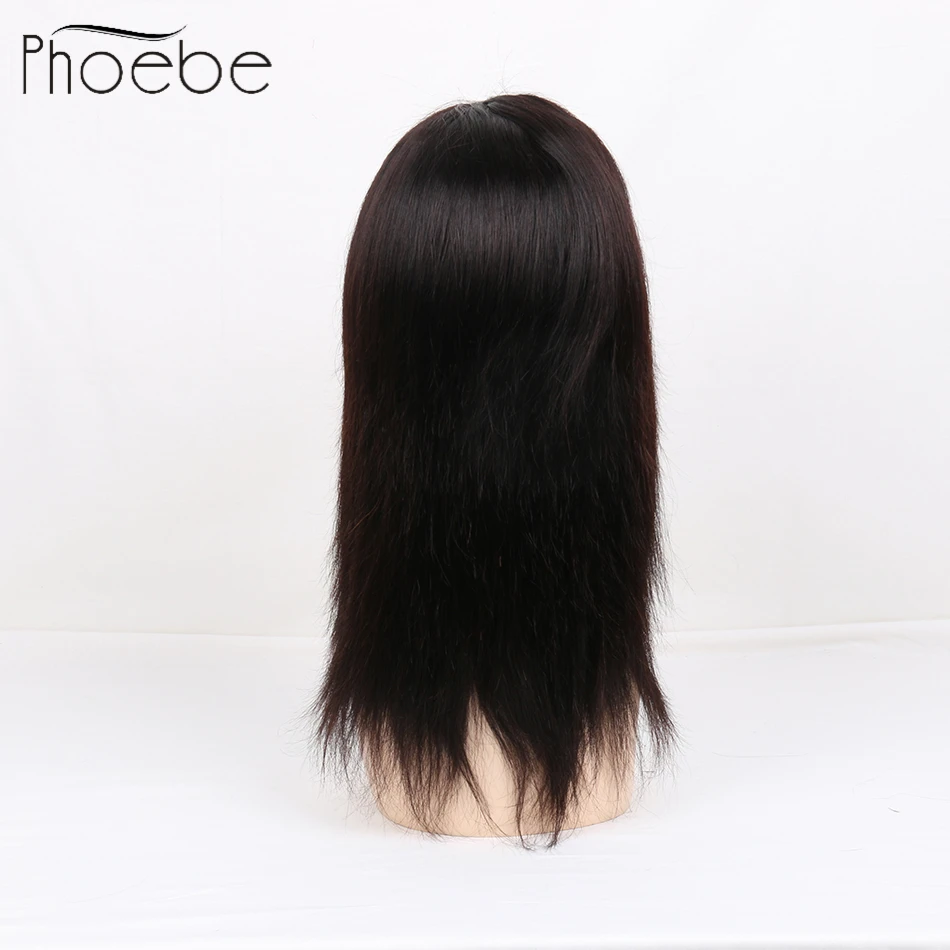 Online Phoebe Lurus Rambut Manusia Bundel dengan 4*4 Penutupan Brazilian Rambut Manusia U Bagian Wig Rambut Manusia Non Remy untuk Wanita Warna Alami