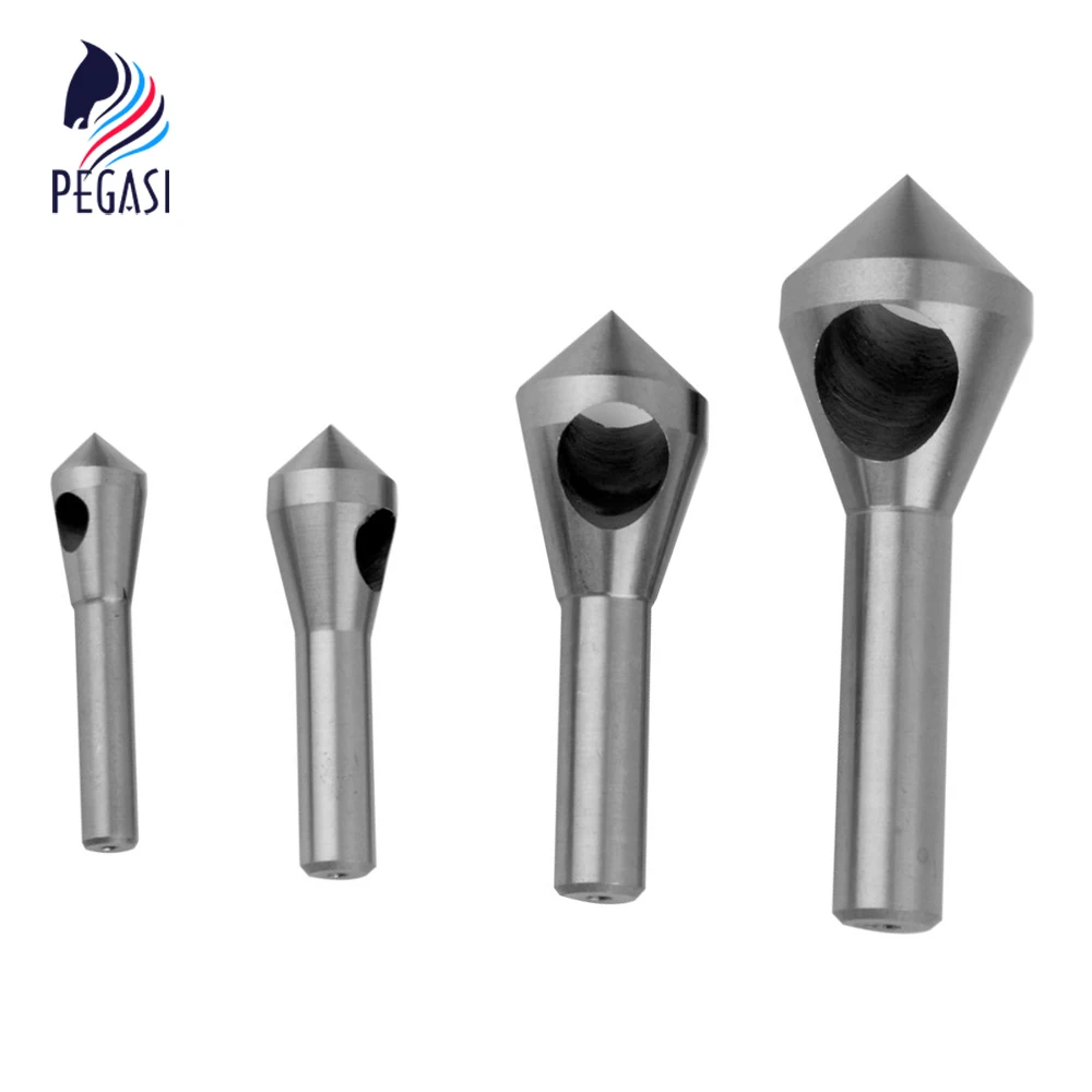 

PEGASI 4pcs Countersink Deburring Drill Bit Set Broca Metal Taper Stainless Steel Hole Saw Cutter Chamfering Power Drills Tool