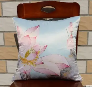 

Chinese style classical silk fabric cushion cover sofa lotus pillowcase vintage pillow cover household decor