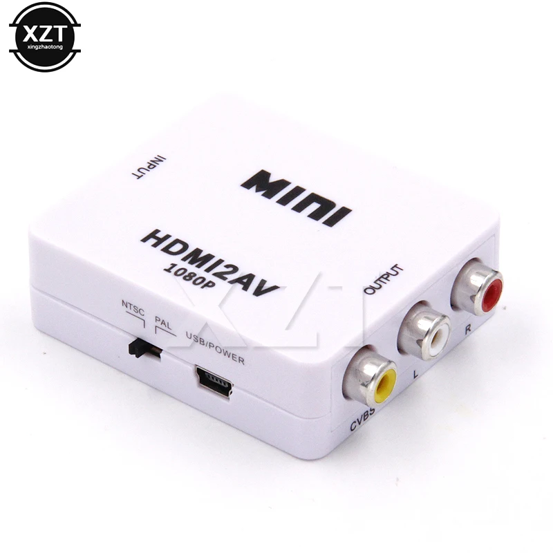 HDMI К AV Scaler адаптер HD видео конвертер коробка HDMI к RCA AV/CVSB L/R видео 1080P HDMI2AV Поддержка NTSC PAL с кабелем питания