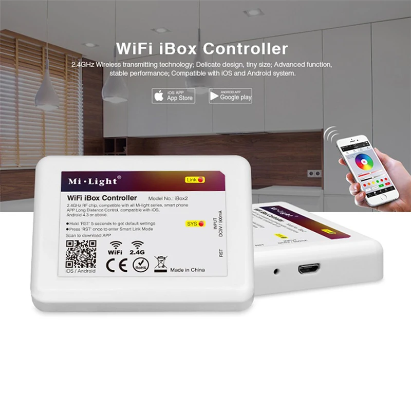 

Milight 2.4G LED WiFi iBox Remote Controller Compatible with Milight led bulbs support IOS and Android